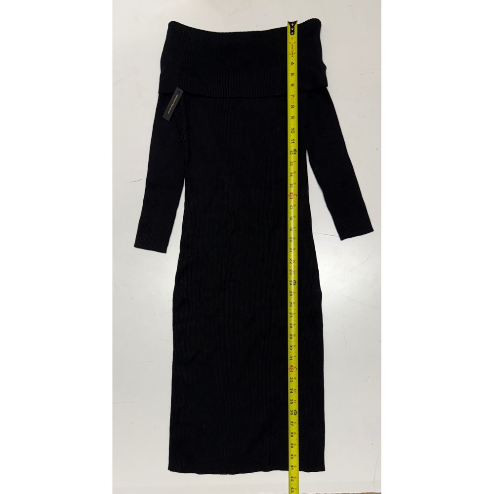 AFRM Noir Black Ribbed Off The Shoulder Midi Sweater Dress AES001544 Mens M